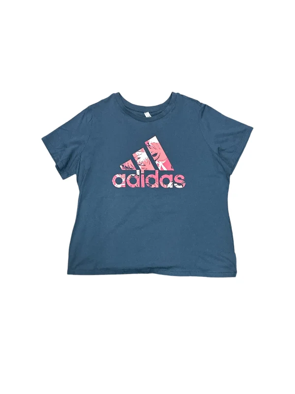 Comfortable Sweaters Top Short Sleeve By Adidas In Navy, Size: 3x