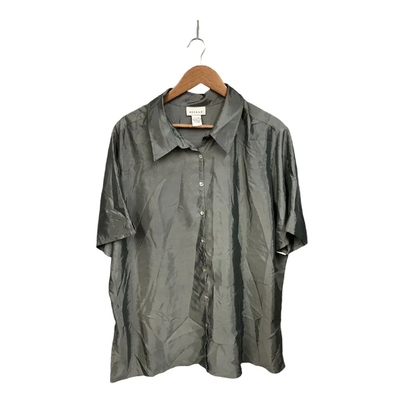 Luxury Fashion Top Short Sleeve By Avenue In Grey, Size: 2x