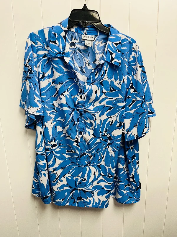 Cozy Lifestyle Top Short Sleeve By Catherines In Blue, Size: 1x