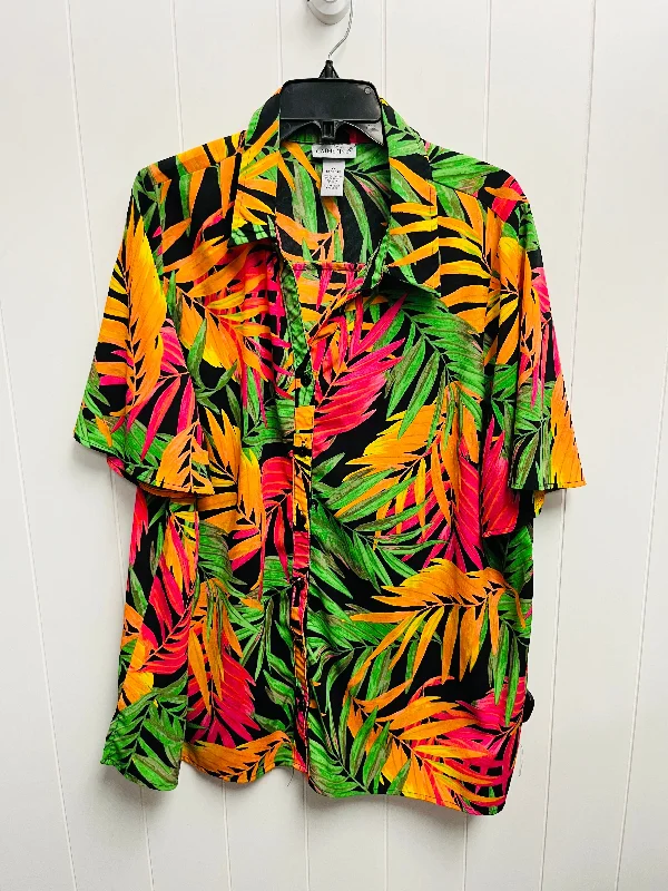 Comfortable Tops Top Short Sleeve By Catherines In Green & Orange, Size: 1x
