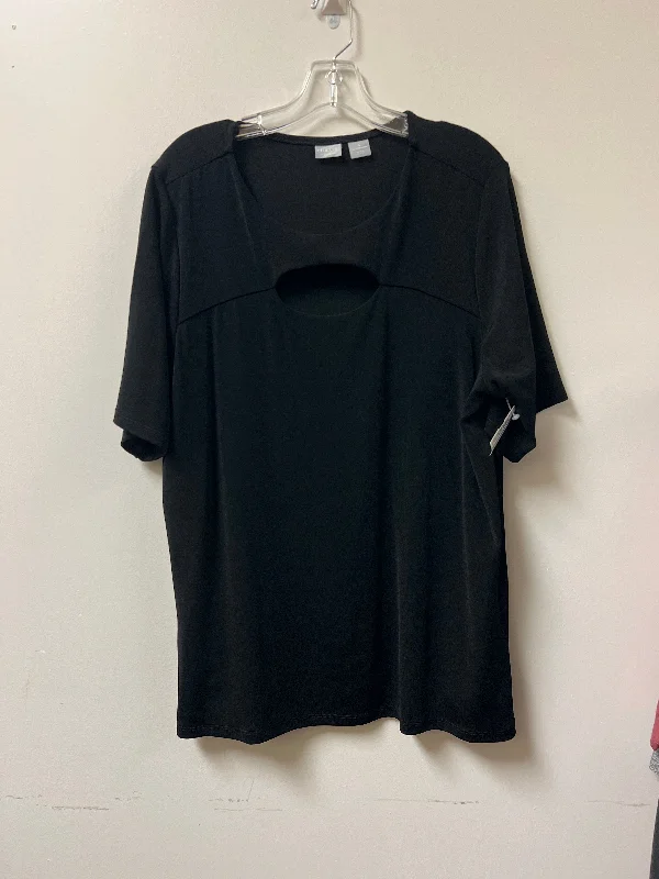 Advanced Design Top Short Sleeve By Chicos In Black, Size: 2x