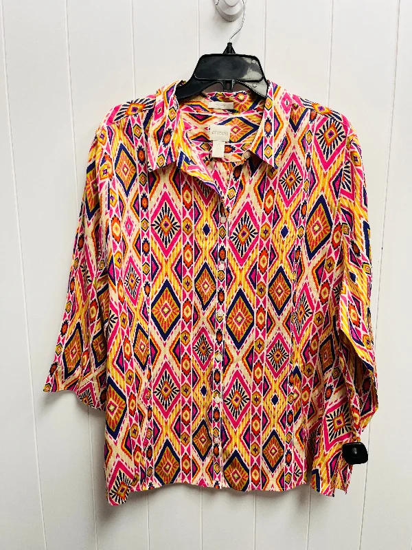 Comfortable Looks Top Short Sleeve By Chicos In Pink & Purple, Size: 1x