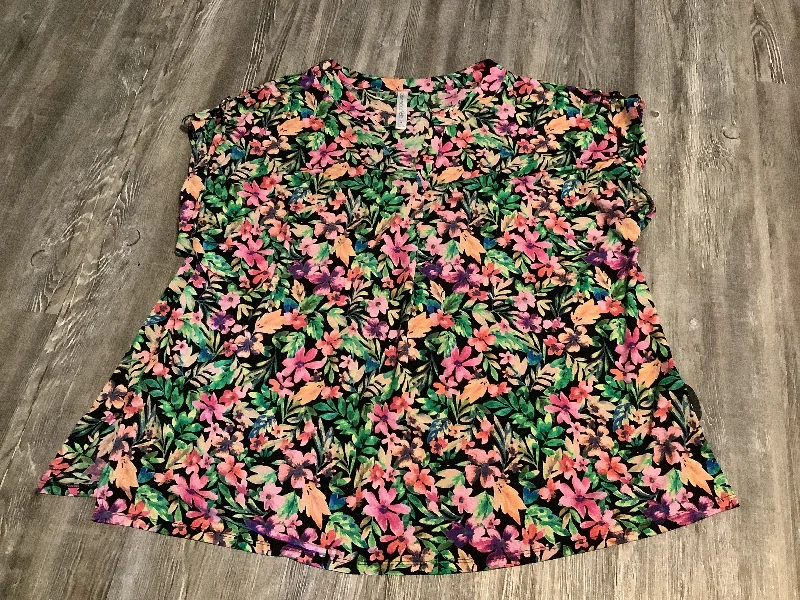 Breezy Comfort Top Short Sleeve By Cmc In Tropical Print, Size: 2x
