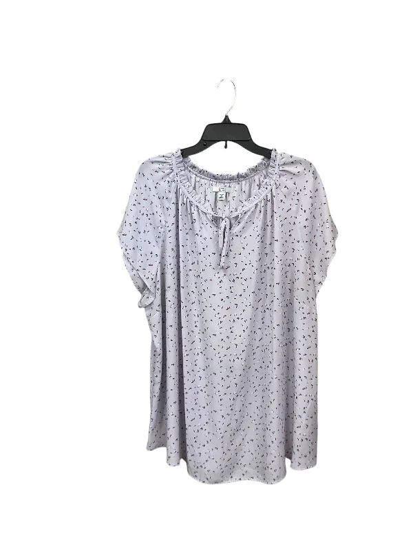 Simple Solid Color Top Short Sleeve By Croft And Barrow In Purple, Size: 3x