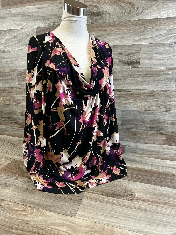 Relaxed Tops Top Short Sleeve By East 5th In Black & Purple, Size: 3x