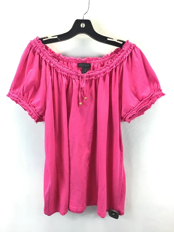 Relaxed Fashion Top Short Sleeve By Grace Elements In Pink, Size: 1x