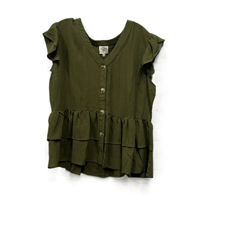 Unique Prints Top Short Sleeve By Hayden La In Green, Size: 2x