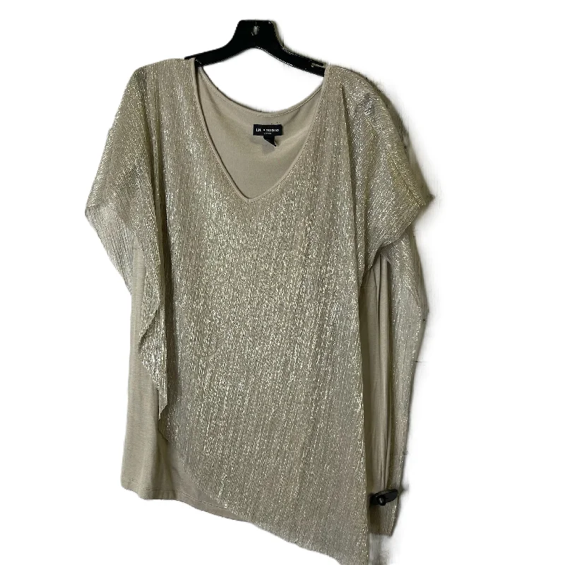 Creative Prints Top Short Sleeve By In Studio In Tan, Size: 2x