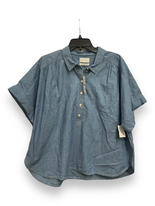 Soft Trends Top Short Sleeve By J. Crew In Blue, Size: 2x