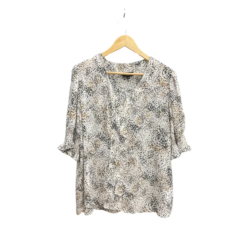 Classic Choice Top Short Sleeve By Jones And Co In Brown & Cream, Size: 1x