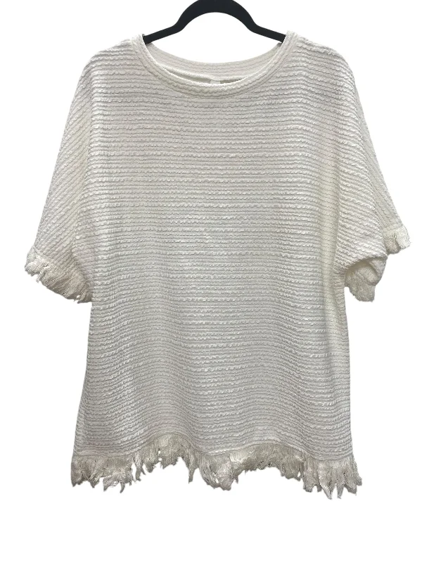 Fashion Wear Top Short Sleeve By L Love In White, Size: 3x