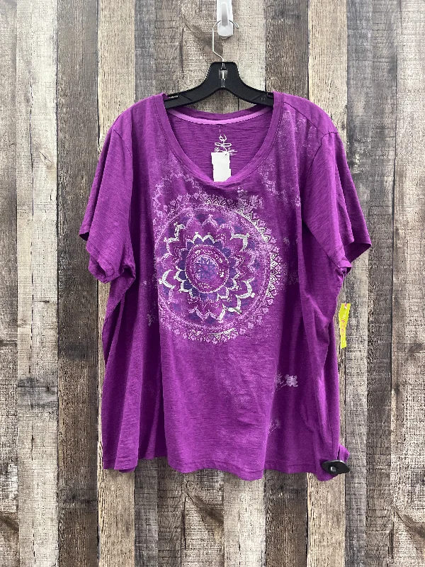 Thin Design Top Short Sleeve By Life In Purple, Size: 3x