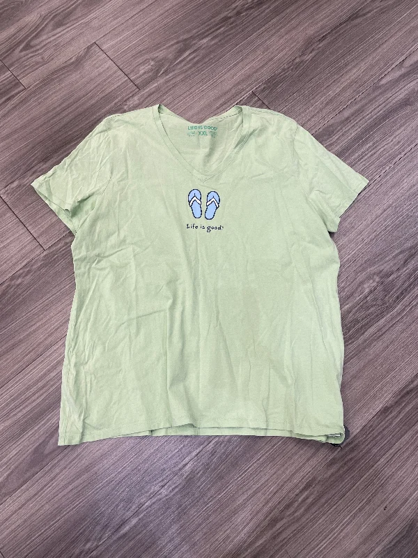 Relaxed And Casual Top Short Sleeve By Life Is Good In Green, Size: 2x