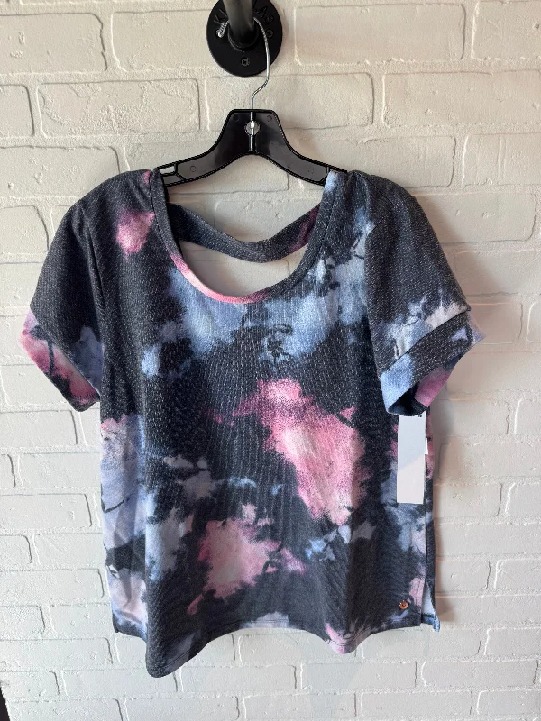 Retro Design Top Short Sleeve By Livi Active In Grey & Pink, Size: Xl