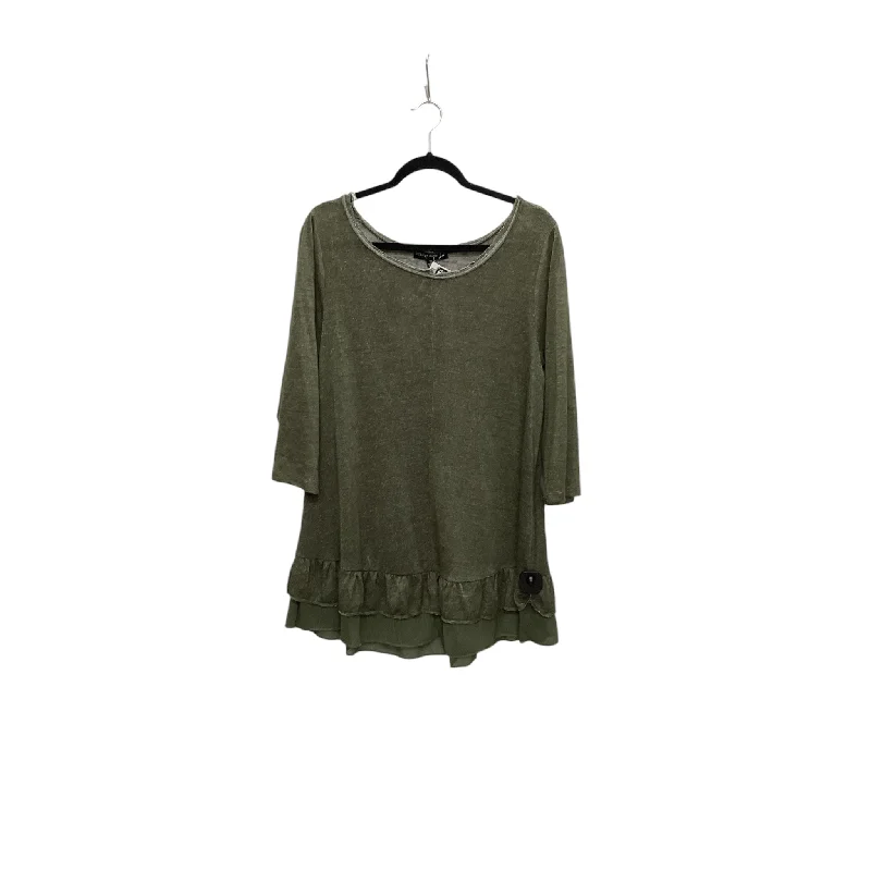 Effortless Comfort Top Short Sleeve By Living Doll In Green, Size: 1x