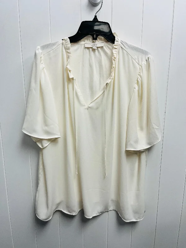 Soft Wearables Top Short Sleeve By Loft In Cream, Size: 1x