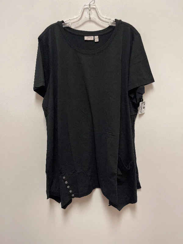 Must-have For Fashion Top Short Sleeve By Logo In Black, Size: 3x
