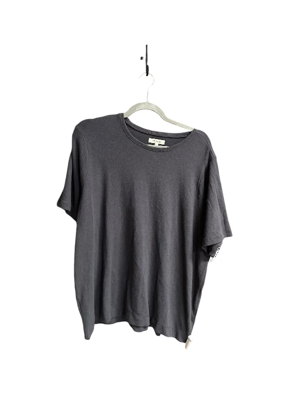 Slightly Flared Design Top Short Sleeve By Madewell In Grey, Size: 2x