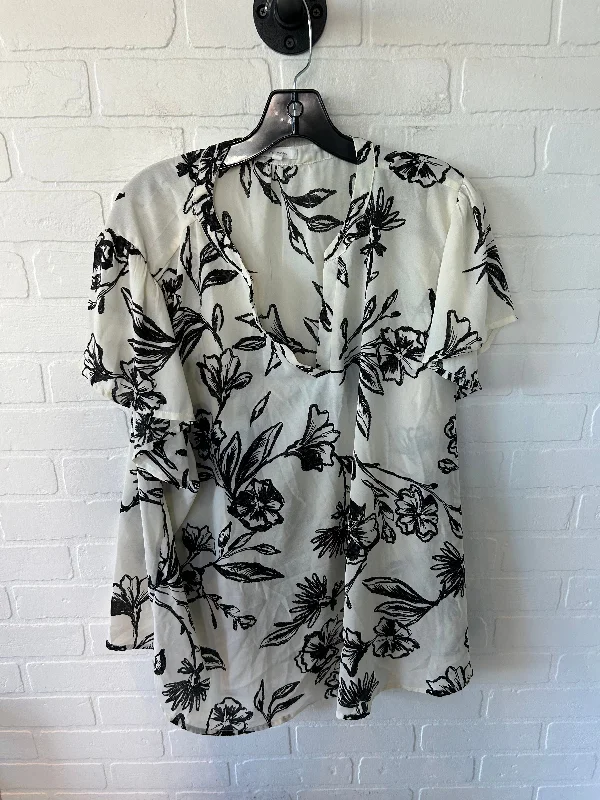 Weekend Wear Top Short Sleeve By Maurices In Black & Cream, Size: 2x