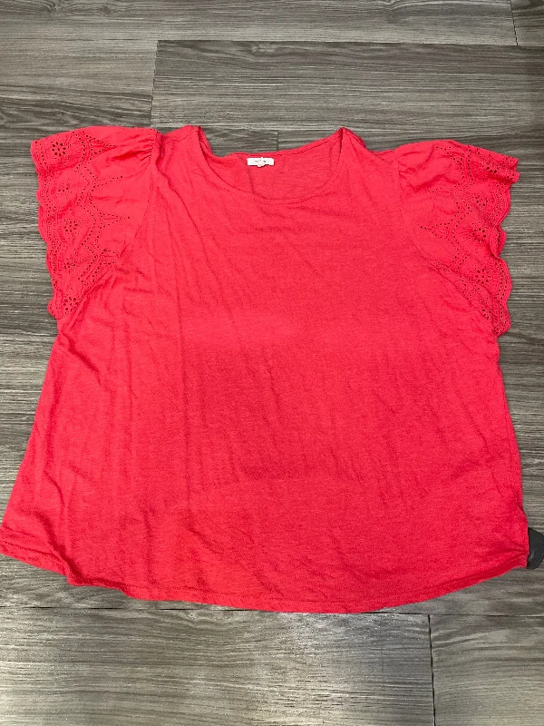 Casual And Casual Top Short Sleeve By Maurices In Coral, Size: 2x