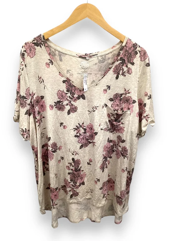 All-Day Outfits Top Short Sleeve By Maurices In Tan, Size: 2x