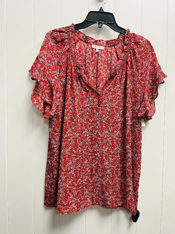 Soft Textures Top Short Sleeve By Max Studio In Red, Size: 1x