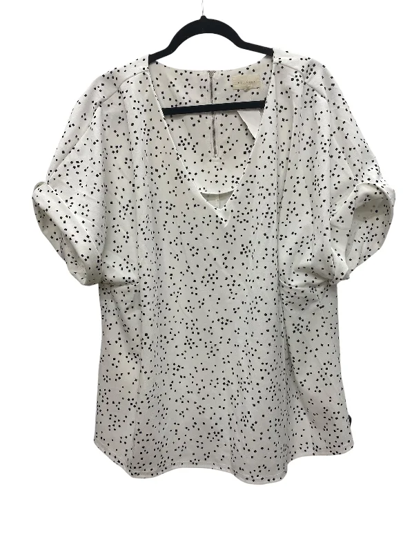 Romantic Temperament Top Short Sleeve By Melloday In Black & White, Size: 3x