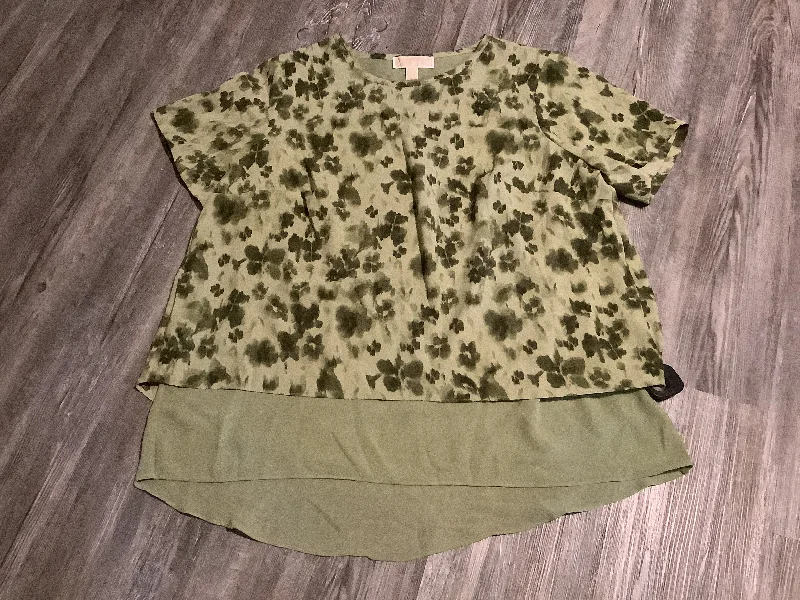 Unique Design Top Short Sleeve By Michael Kors In Green, Size: 1x