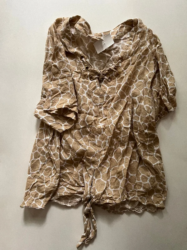 Relaxed Dresses Top Short Sleeve By Michael Kors O In Animal Print, Size: 1x