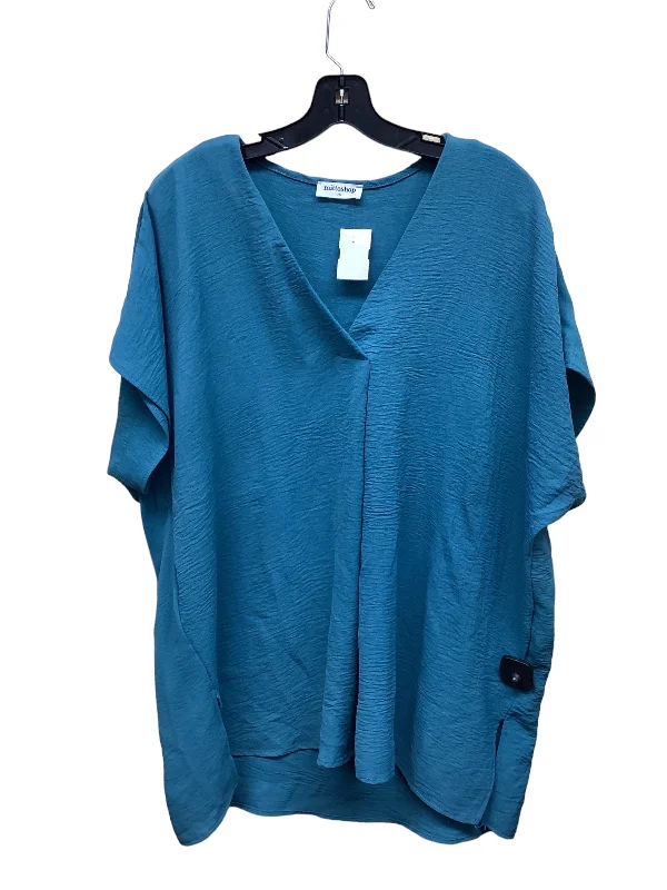 Soft Looks Top Short Sleeve By Mittoshop In Blue, Size: 1x