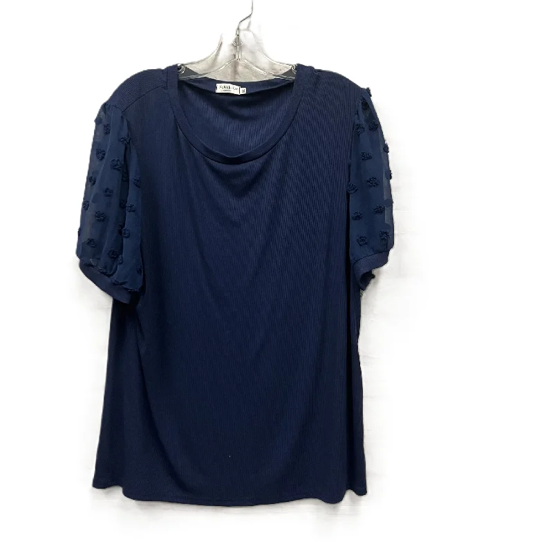 Hooded design Top Short Sleeve By Newchoice In Blue, Size: 2x