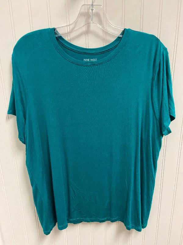 Casual And Comfortable Top Short Sleeve By Nine West In Green, Size: Xxl