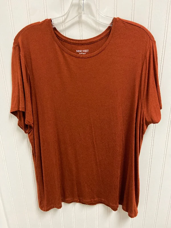 Exquisite Fabrics Top Short Sleeve By Nine West In Orange, Size: Xxl