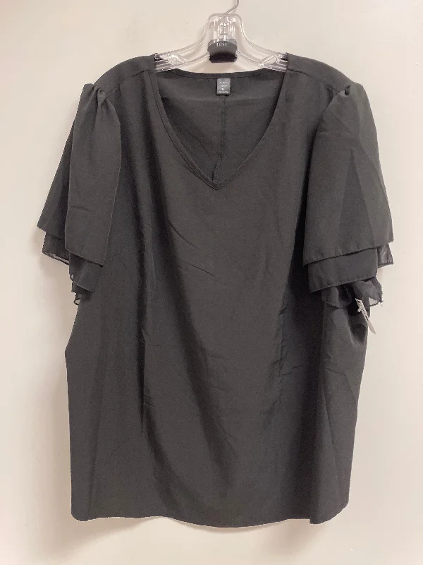 Versatile Itinerary Top Short Sleeve By Shein In Black, Size: 3x