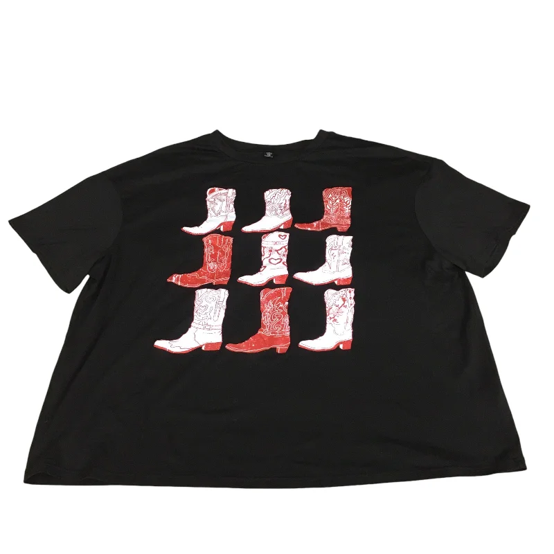 British Fashion Top Short Sleeve By Shein In Black, Size: 4x
