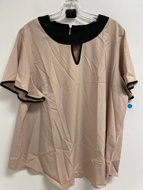 Free And Comfortable Top Short Sleeve By Shein In Cream, Size: 3x