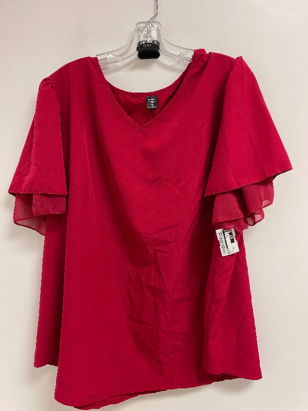 High-quality Design Top Short Sleeve By Shein In Red, Size: 3x