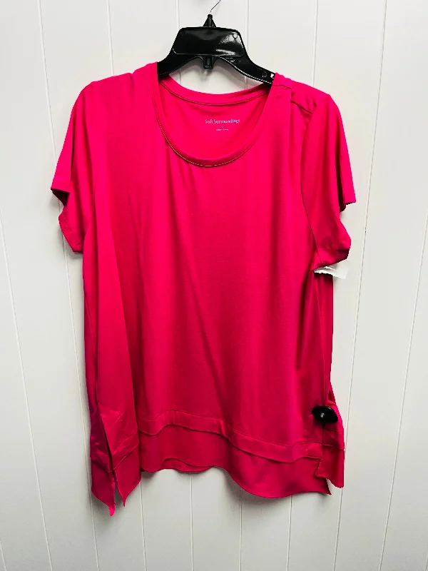 Cozy Essentials Wear Top Short Sleeve By Soft Surroundings In Pink, Size: 1x