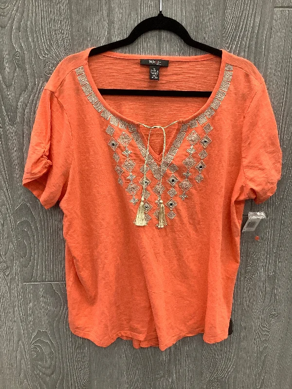 Warm Comfort Top Short Sleeve By Style And Company In Orange, Size: 1x