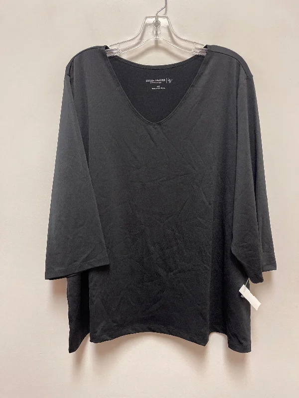 Cute Design Top Short Sleeve By Susan Graver In Black, Size: 3x