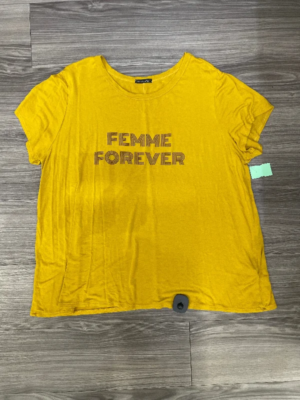 Versatile Style Top Short Sleeve By Sweet Claire In Yellow, Size: 3x
