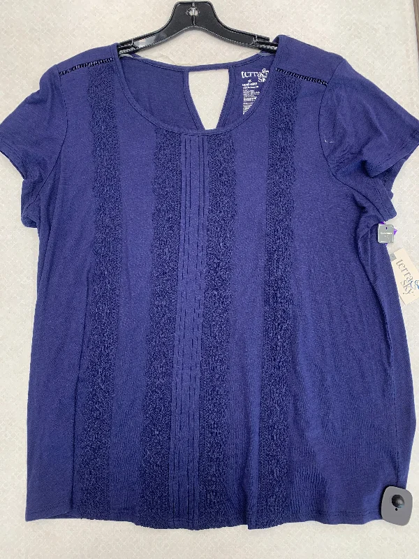 Street Fashion Top Short Sleeve By Terra & Sky In Navy, Size: 1x