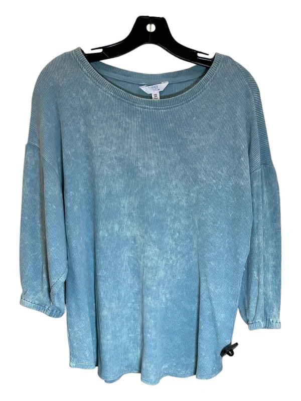 Cozy Fitting Top Short Sleeve By Time And Tru In Blue & White, Size: 2x