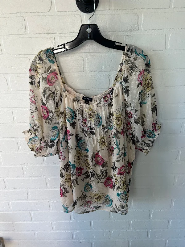 Relaxed Fit Top Short Sleeve By Torrid In Blue & Cream, Size: 1x