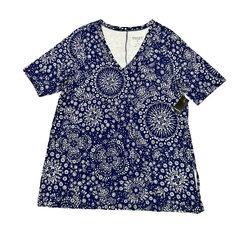 Street Charm Top Short Sleeve By Torrid In Blue & White, Size: 3x