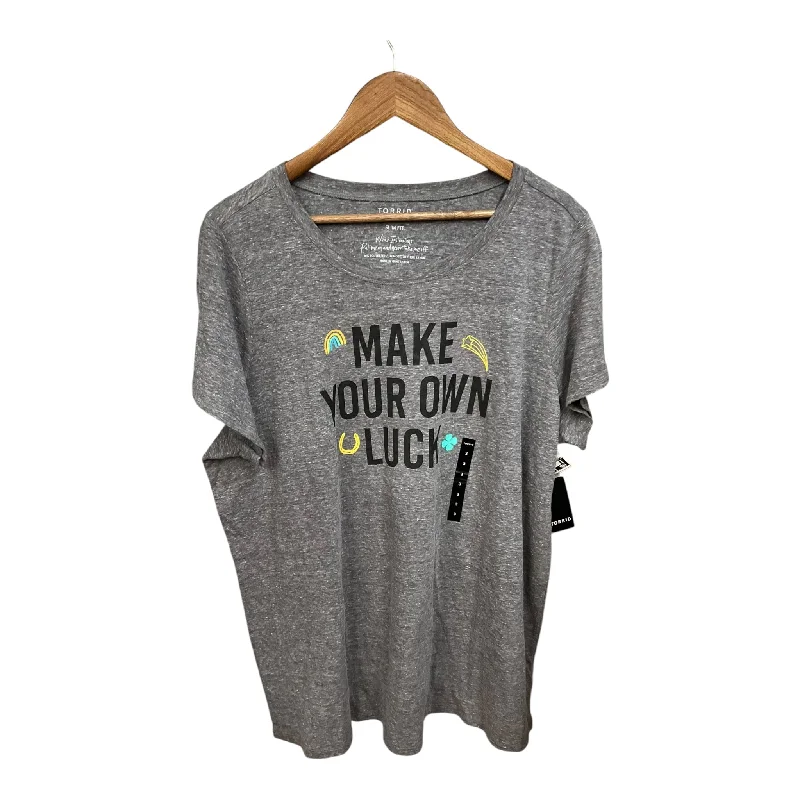Personalized Design Top Short Sleeve By Torrid In Grey, Size: 3x