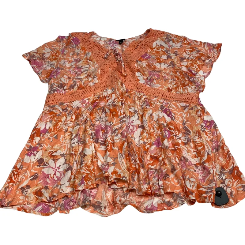 Designer Style Top Short Sleeve By Torrid In Orange, Size: 3x