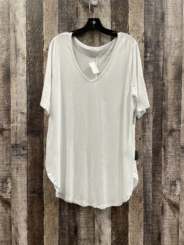 High Street Style Top Short Sleeve By Torrid In White, Size: 2x