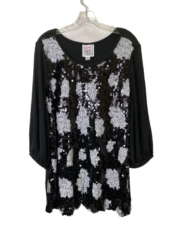 Fashion Pioneer Top Short Sleeve By Very Volatile In Black & White, Size: 3x