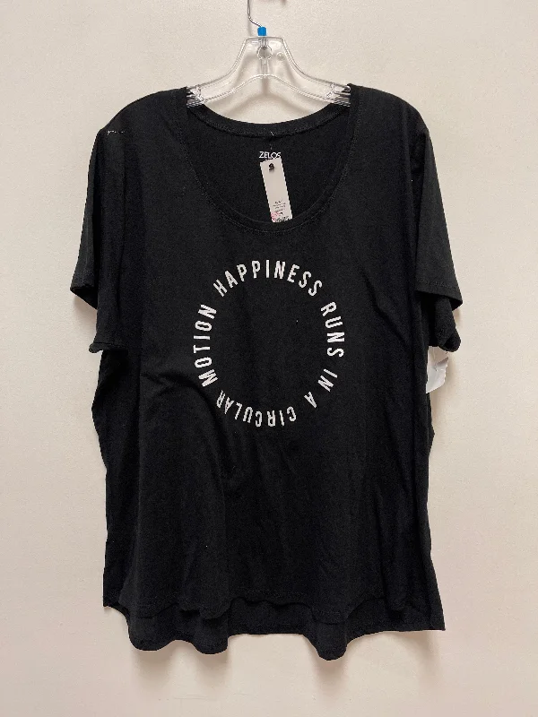 Versatile Items Top Short Sleeve By Zelos In Black, Size: 3x